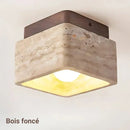 Luminaire Plafonnier Bois et Pierre - Marron - plafonnier