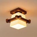 Plafonnier Verre et Bois - plafonnier